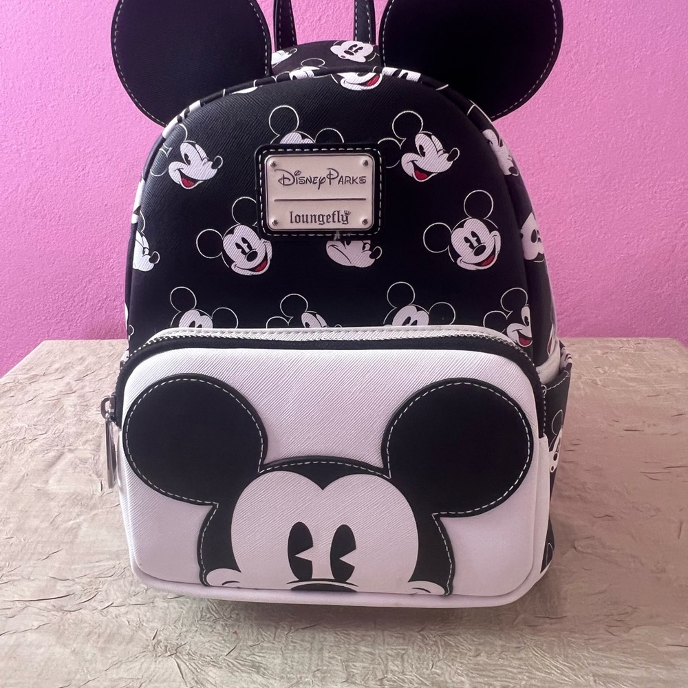 Disney Parks Mickey Mouse mini backpack classic black and white allover Mickey